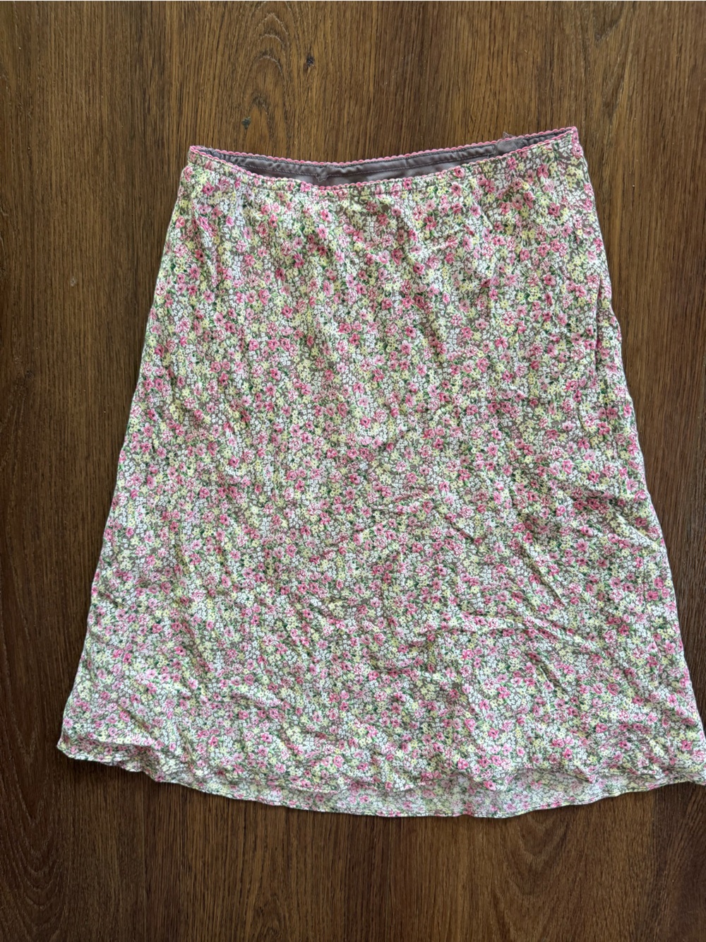 Vintage GAP Factory Store 90s Y2K Floral Rayon Midi Skirt Pink Ditsy Print Sz 1